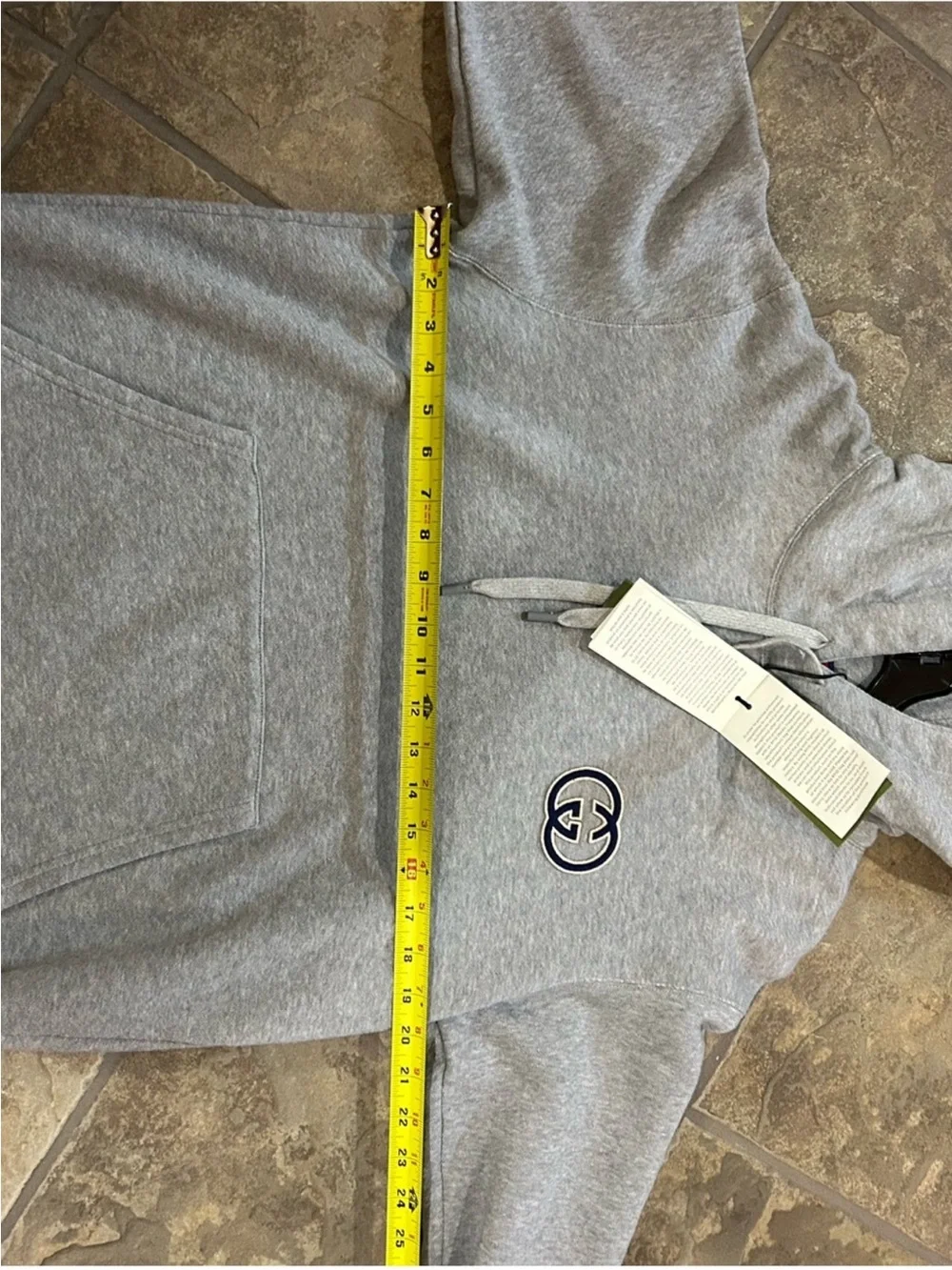 Men’s Gucci embroidered interlocking G jersey, cotton hoodie size medium NWT